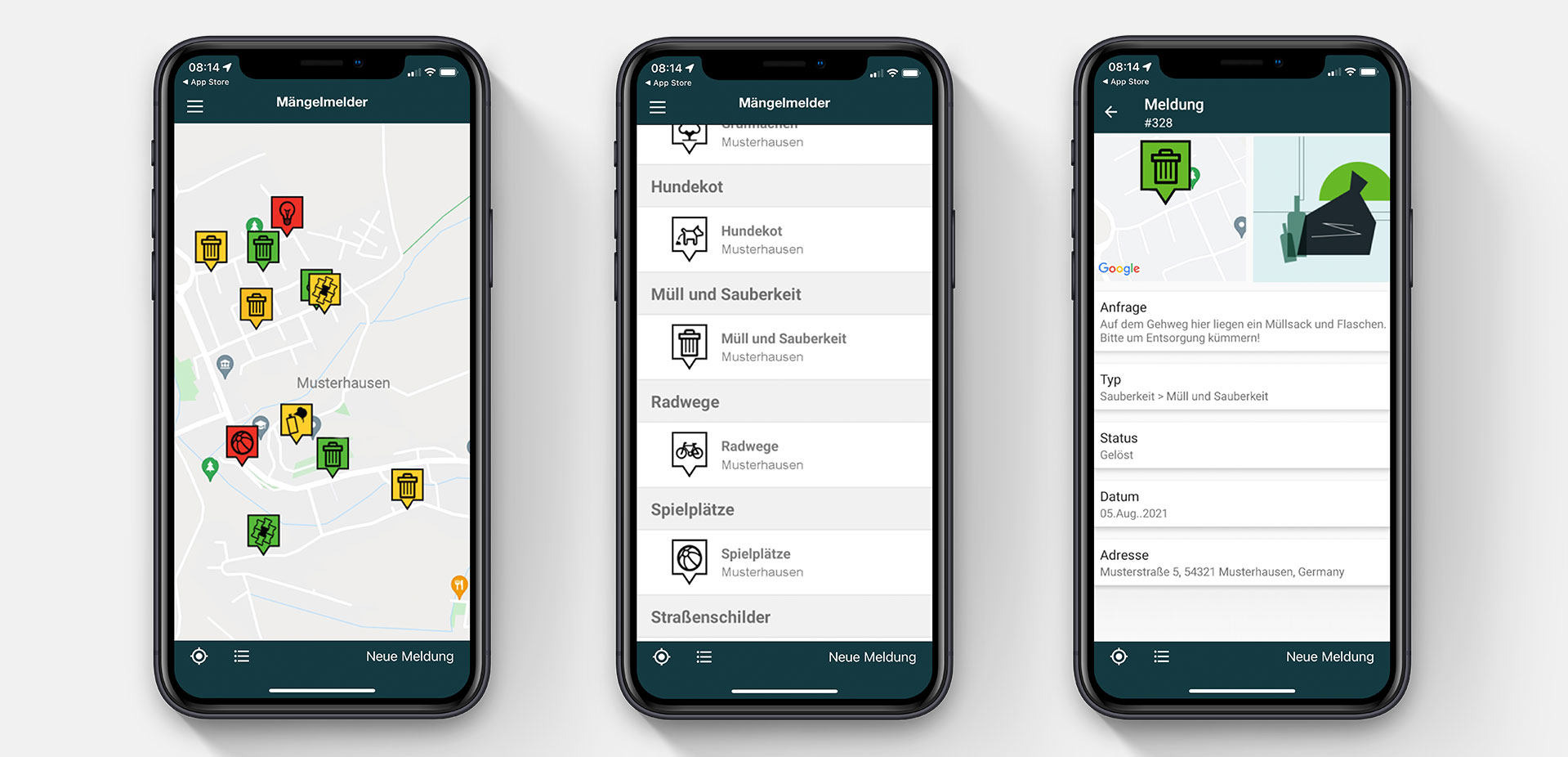 Screenshot Benutzeroberfläche: App für Android und iOS